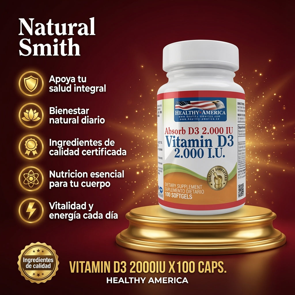 VITAMIN D3 2000IU X100 CAPS. HEALTHY AMERICA ia_2