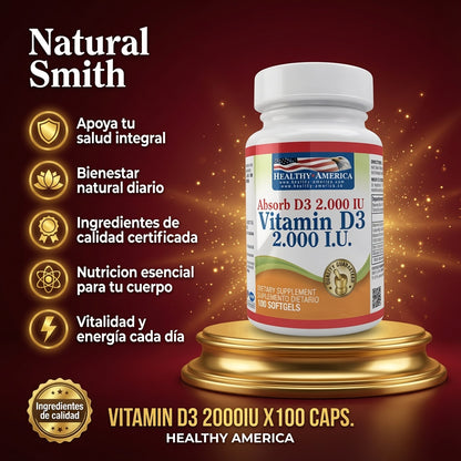 VITAMIN D3 2000IU X100 CAPS. HEALTHY AMERICA ia_2