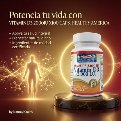 VITAMIN D3 2000IU X100 CAPS. HEALTHY AMERICA ia_3
