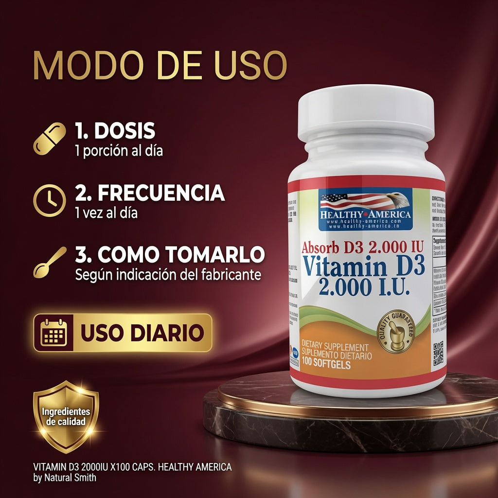 VITAMIN D3 2000IU X100 CAPS. HEALTHY AMERICA ia_4