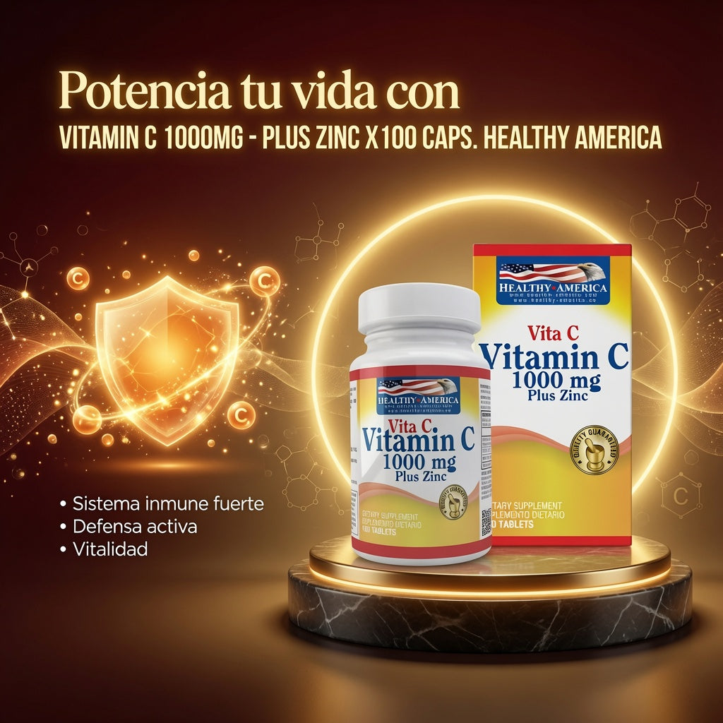 VITAMIN C 1000MG - PLUS ZINC X100 CAPS. HEALTHY AMERICA ia_3