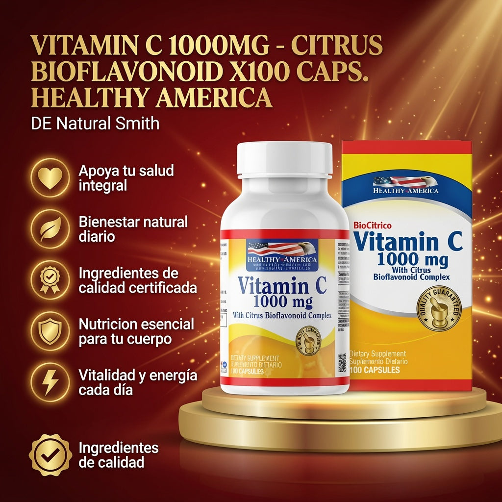 VITAMIN C 1000MG - CITRUS BIOFLAVONOID X100 CAPS.  HEALTHY AMERICA ia_2
