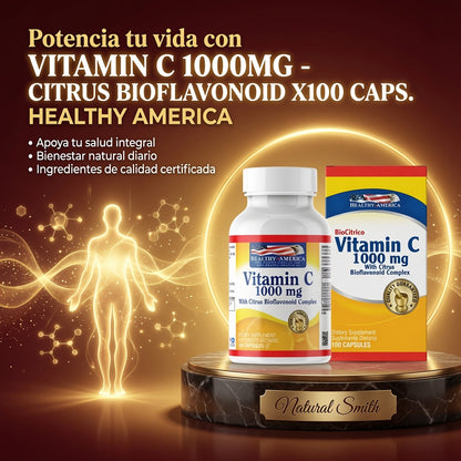 VITAMIN C 1000MG - CITRUS BIOFLAVONOID X100 CAPS.  HEALTHY AMERICA ia_3