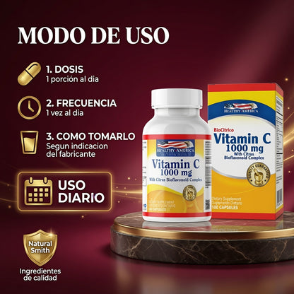 VITAMIN C 1000MG - CITRUS BIOFLAVONOID X100 CAPS.  HEALTHY AMERICA ia_4