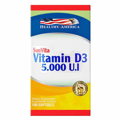 VITAMIN D3 5000IU CAP X100 HEALTHY AMERICA principal