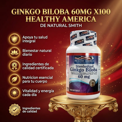 GINKGO BILOBA 60MG X100 HEALTHY AMERICA ia_2