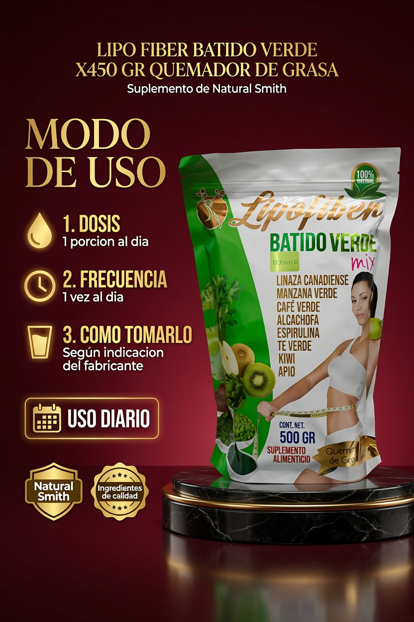 LIPO FIBER BATIDO VERDE X450 GR QUEMADOR DE GRASA ia_4