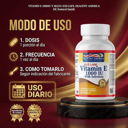 VITAMIN E 1000IU Y SELEN X50 CAPS. HEALTHY AMERICA ia_4