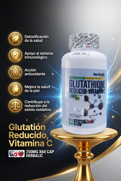 GLUTATHIONE REDUCED VITAMIN C 250MG X60 CAP HERBALIC ia_2