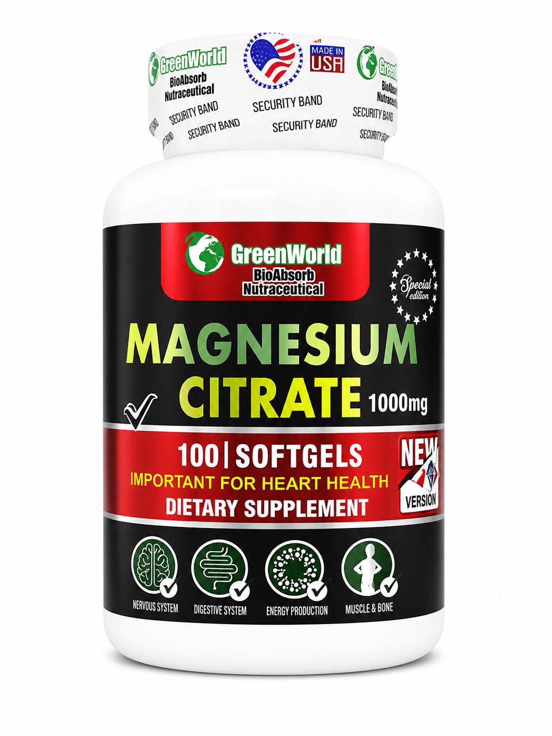 MAGNESIUM CITRATE X100 CAPS. GREENWORLD principal