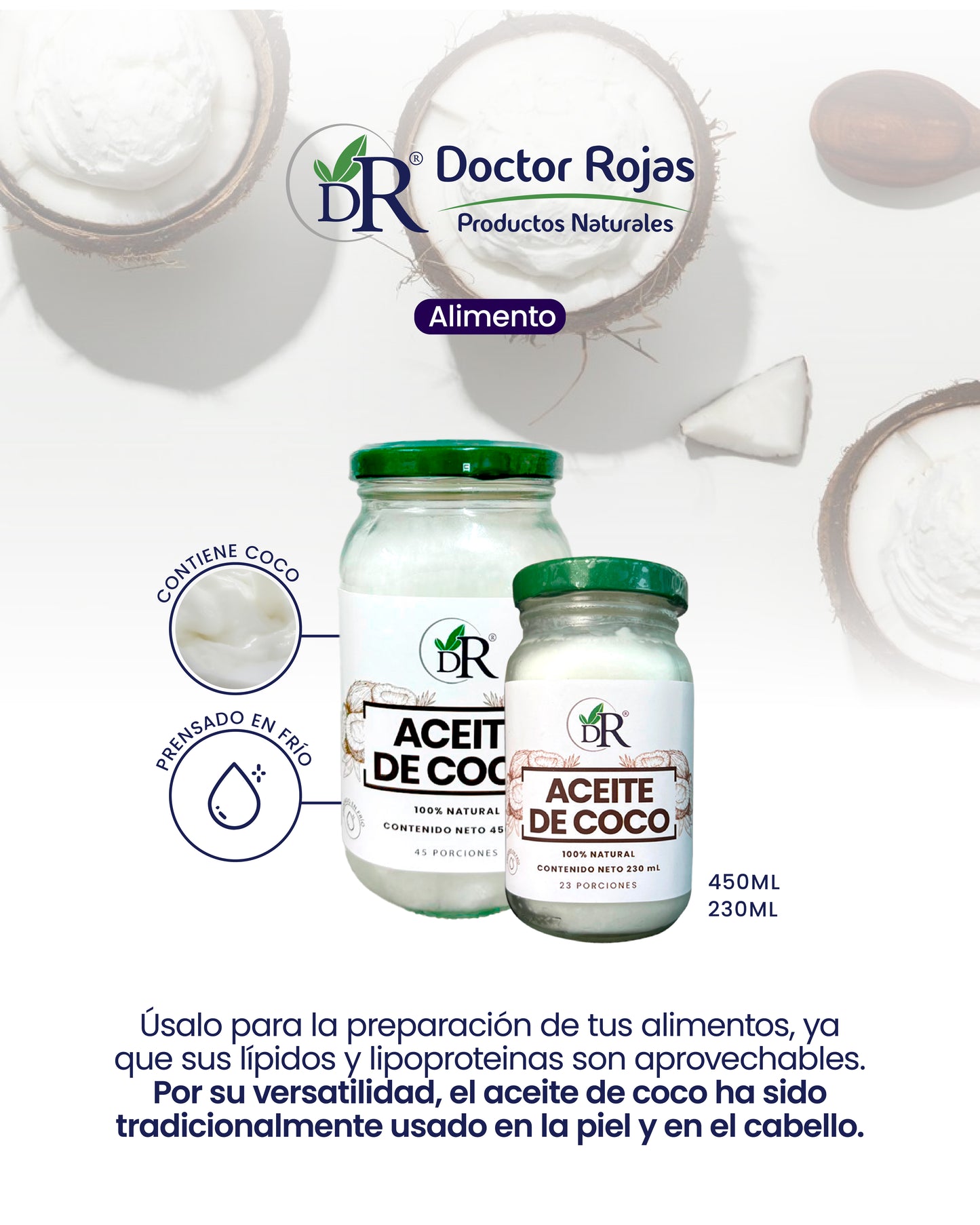 ACEITE DE COCO X450ML DOCTOR ROJAS principal