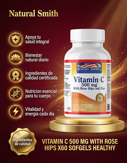 VITAMIN C500 MG WITH ROSE HIPS X60 SOFGELS HEALTHY ia_2