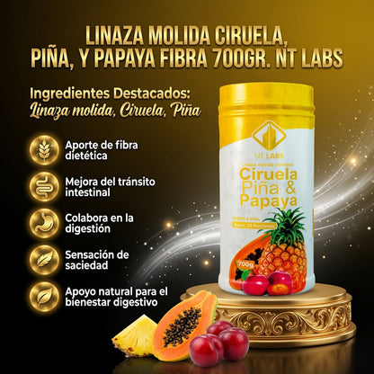 LINAZA MOLIDA CIRUELA,PIÑA,Y PAPAYA FIBRA 700GR. NT LABS ia_2