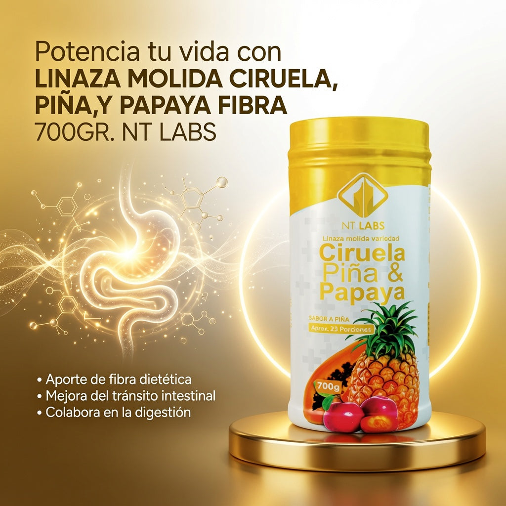 LINAZA MOLIDA CIRUELA,PIÑA,Y PAPAYA FIBRA 700GR. NT LABS ia_3