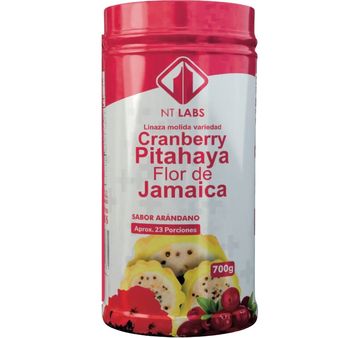 LINAZA MOLIDA CRAMBERRY,PITAHAYA,FLOR DE JAMAICA FIBRA X700GR. NT LABS principal