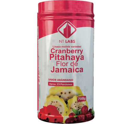 LINAZA MOLIDA CRAMBERRY,PITAHAYA,FLOR DE JAMAICA FIBRA X700GR. NT LABS principal