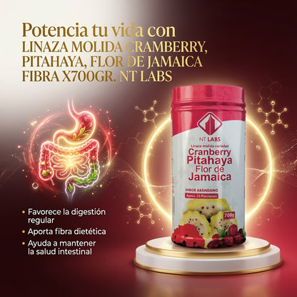 LINAZA MOLIDA CRAMBERRY,PITAHAYA,FLOR DE JAMAICA FIBRA X700GR. NT LABS ia_3