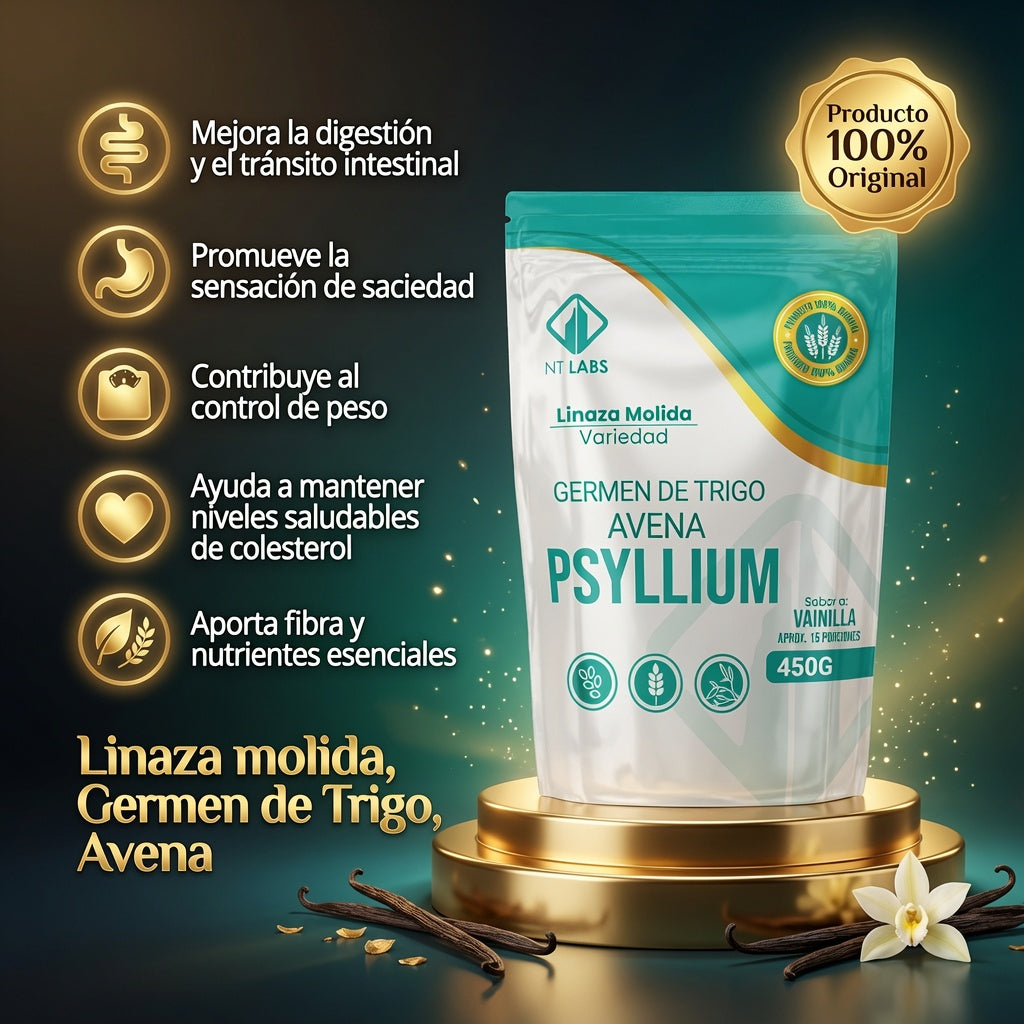 LINAZA GERMEN DE TRIGO, AVENA  PSYLLYUM FIBRA X450GR. NT LABS ia_2