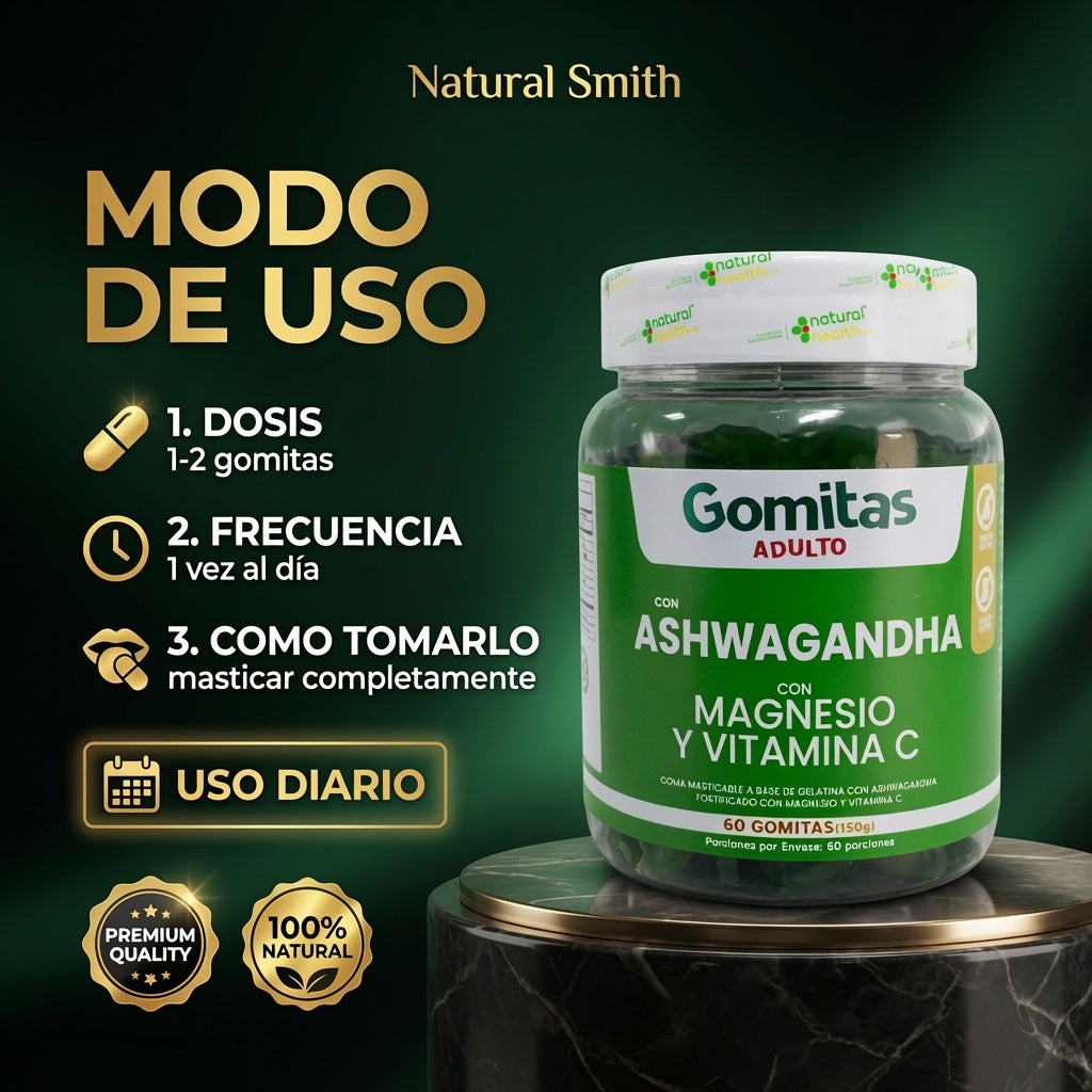 ASHWAGANDA CON MAGNESIO Y VITAMINA X60 GOMITAS ia_4