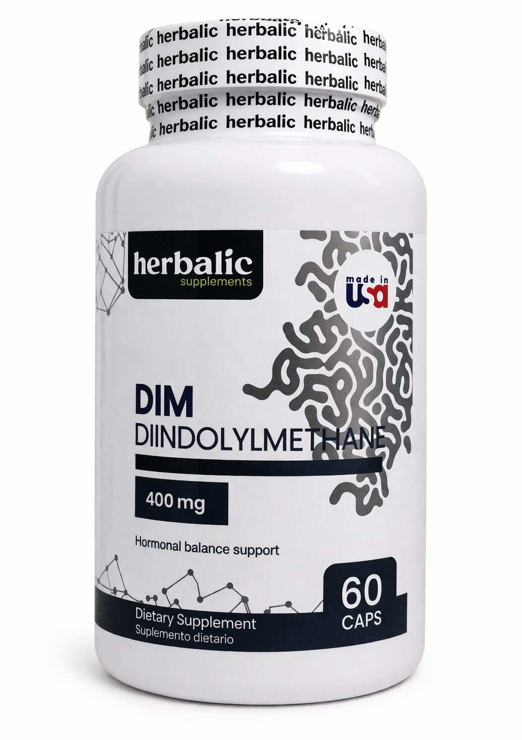 DIM DIINDOLYLMETHANE 400MG X 60 CAPS. HERBALIC principal