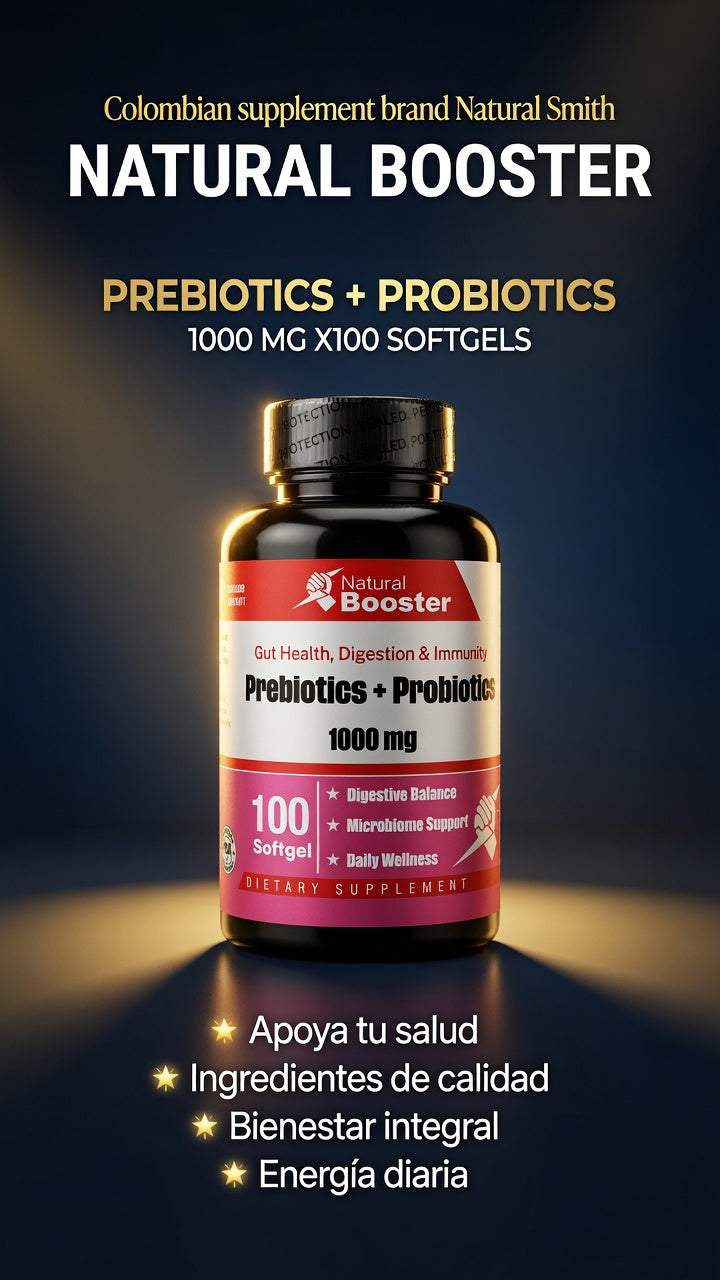 PREBIOTICS + PROBIOTICS 1000 MG X100 SOFTGELS NATURAL BOOSTER ia_2