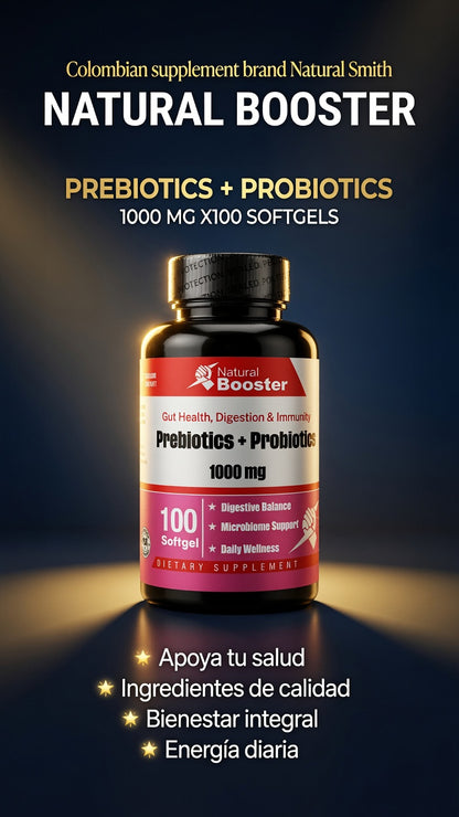 PREBIOTICS + PROBIOTICS 1000 MG X100 SOFTGELS NATURAL BOOSTER ia_2