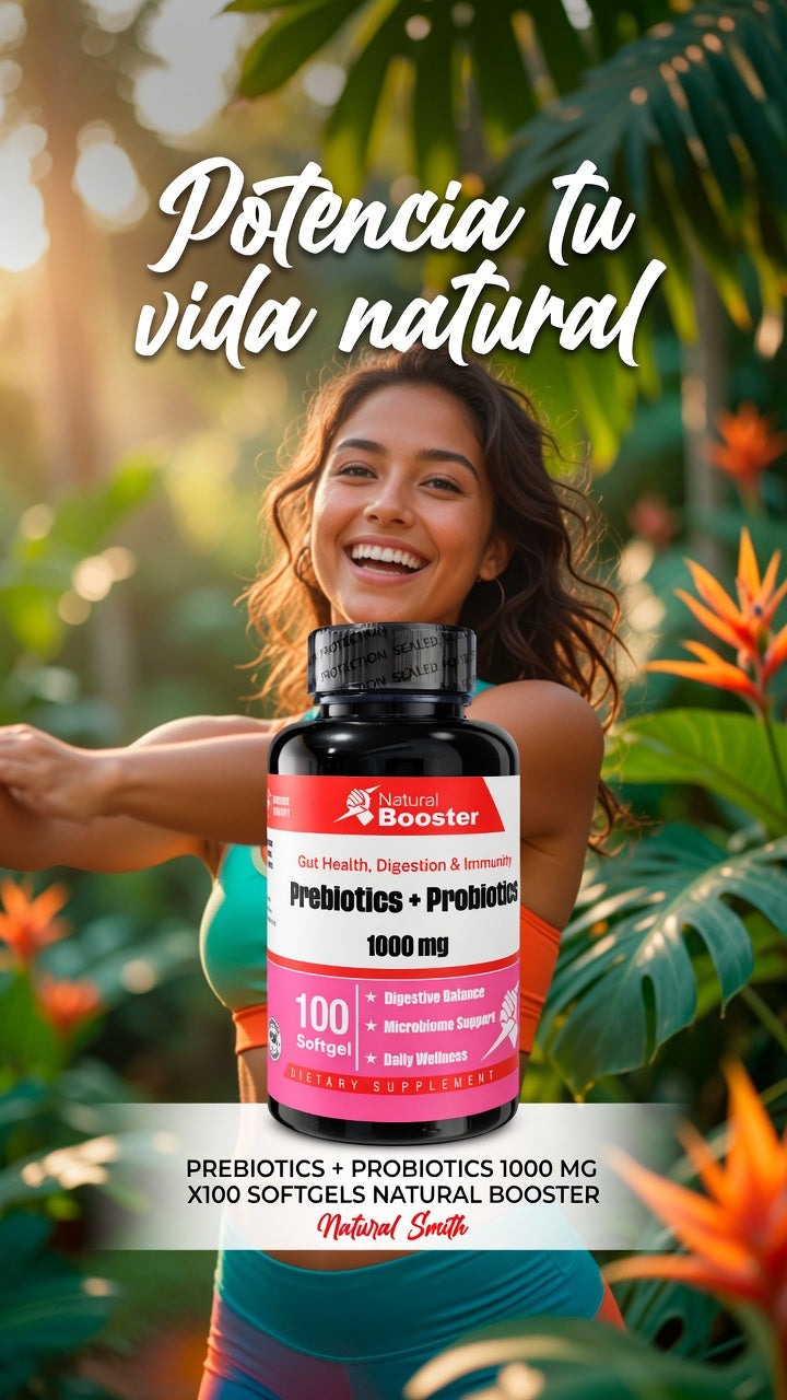 PREBIOTICS + PROBIOTICS 1000 MG X100 SOFTGELS NATURAL BOOSTER ia_3