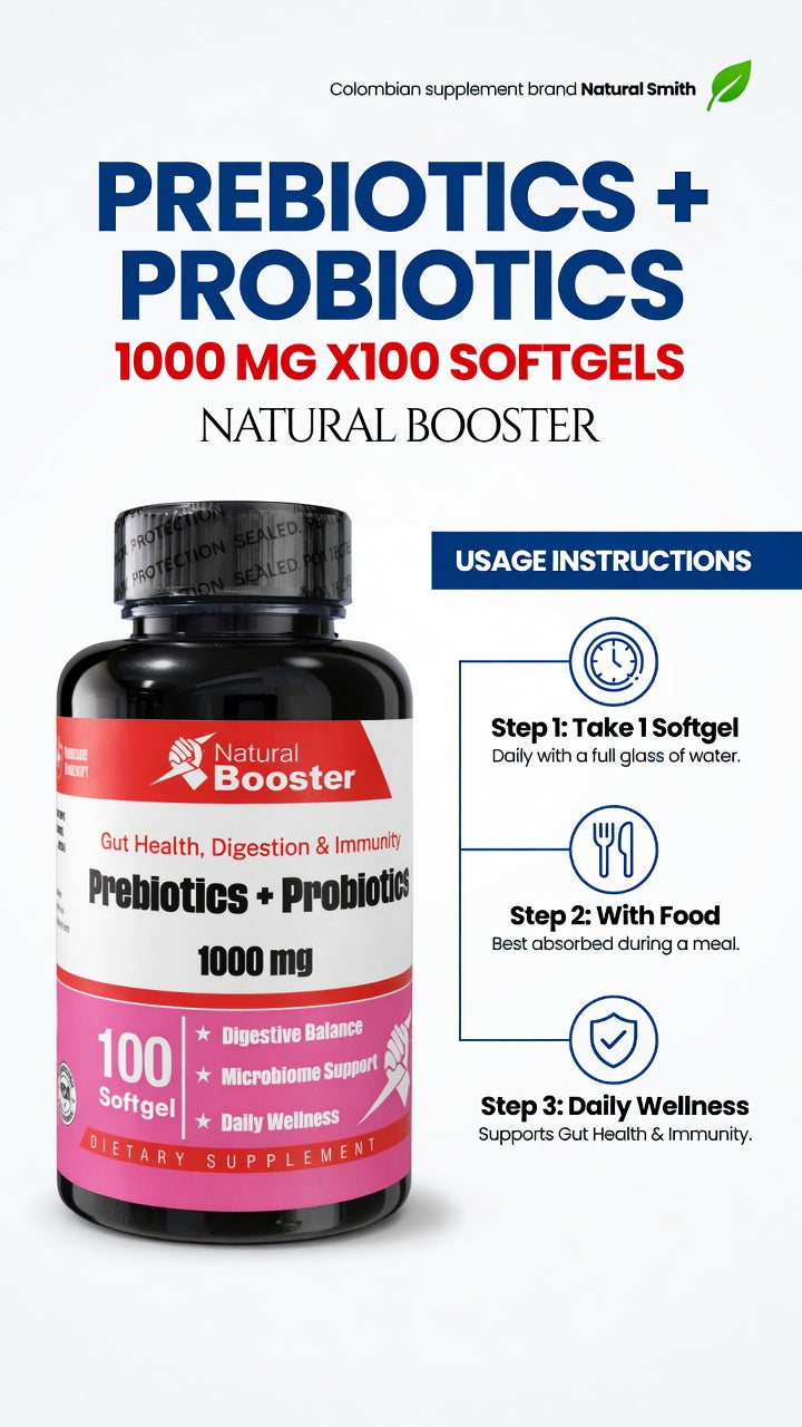 PREBIOTICS + PROBIOTICS 1000 MG X100 SOFTGELS NATURAL BOOSTER ia_4