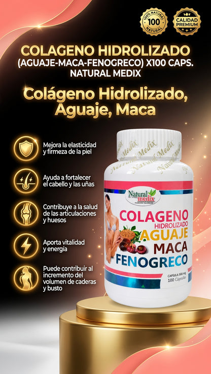 COLAGENO HIDROLIZADO (AGUAJE-MACA-FENOGRECO) X100 CAPS. NATURAL MEDIX ia_2