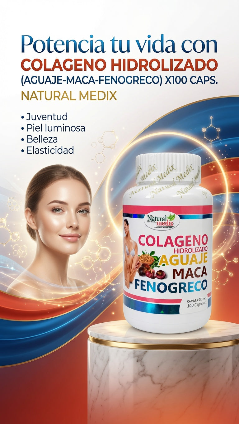 COLAGENO HIDROLIZADO (AGUAJE-MACA-FENOGRECO) X100 CAPS. NATURAL MEDIX ia_3