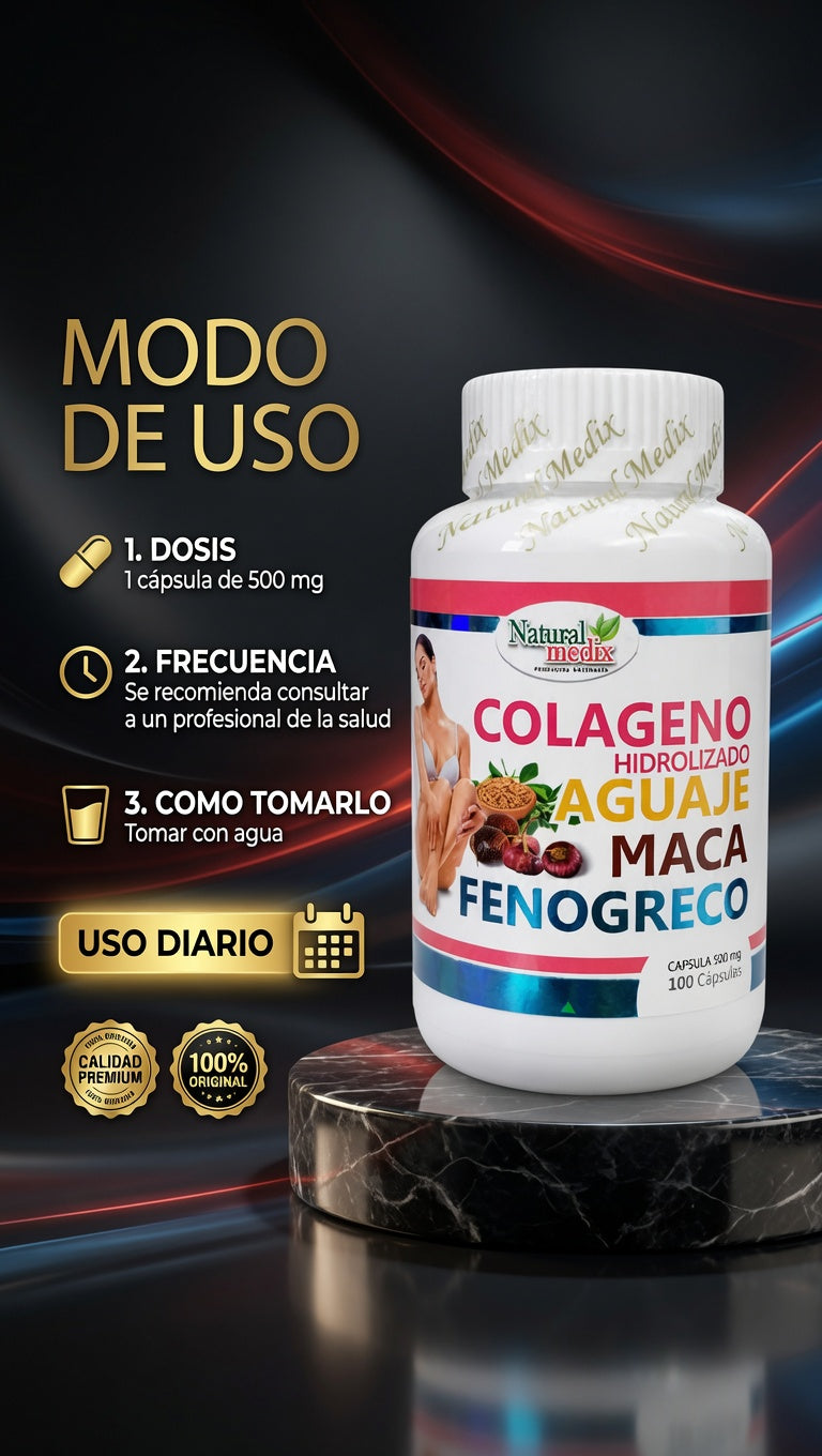 COLAGENO HIDROLIZADO (AGUAJE-MACA-FENOGRECO) X100 CAPS. NATURAL MEDIX ia_4