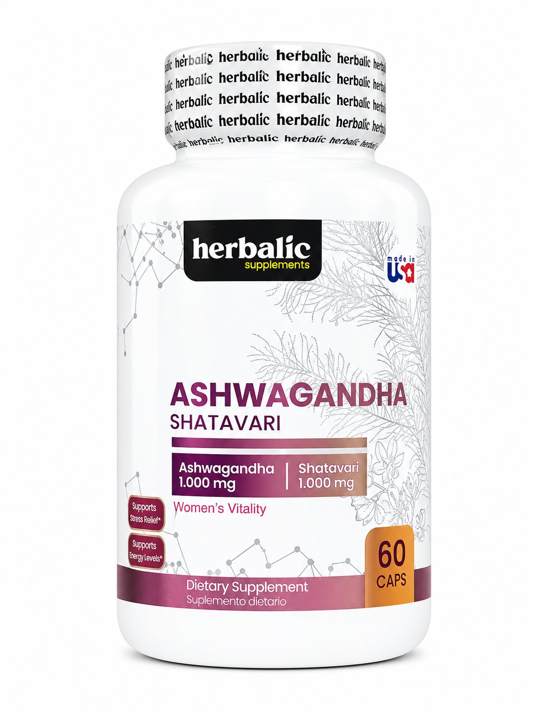 ASHWAGANDHA SHATAVARI X60 CAPS. HERBALIC principal
