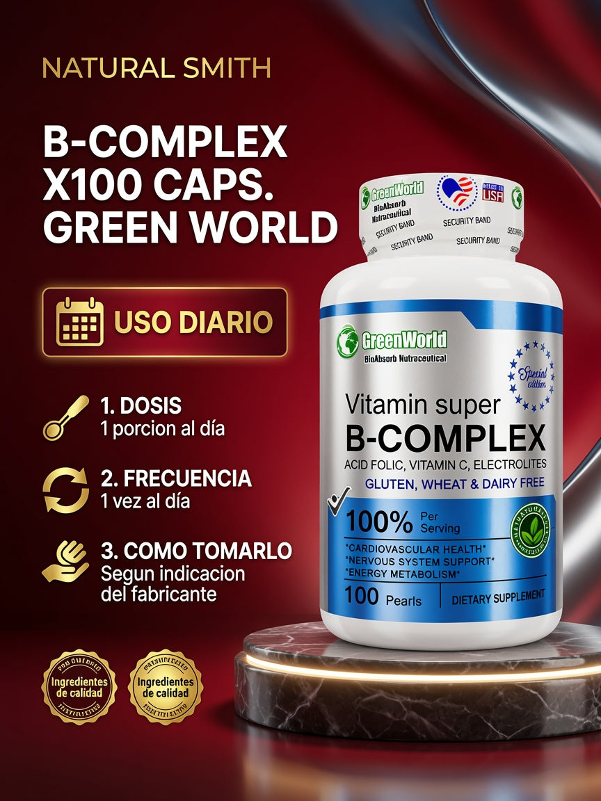 B-COMPLEX X100 CAPS. GREEN WORLD ia_4