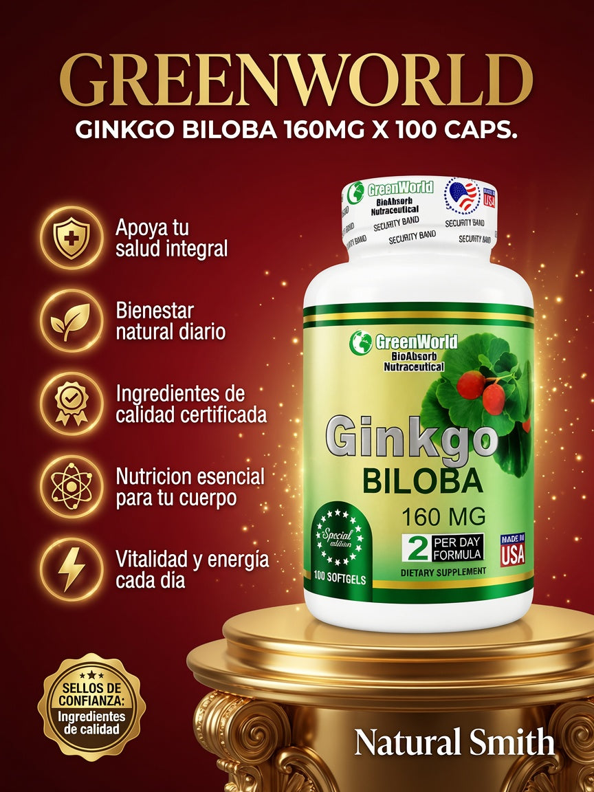 GINKGO BILOBA 160MG X 100 CAPS. GREENWORLD ia_2