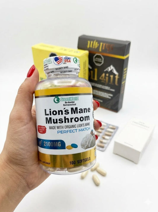 LIONS MANE MUSHROOM 2100MG X 100 CAPS. GREENWORLD principal