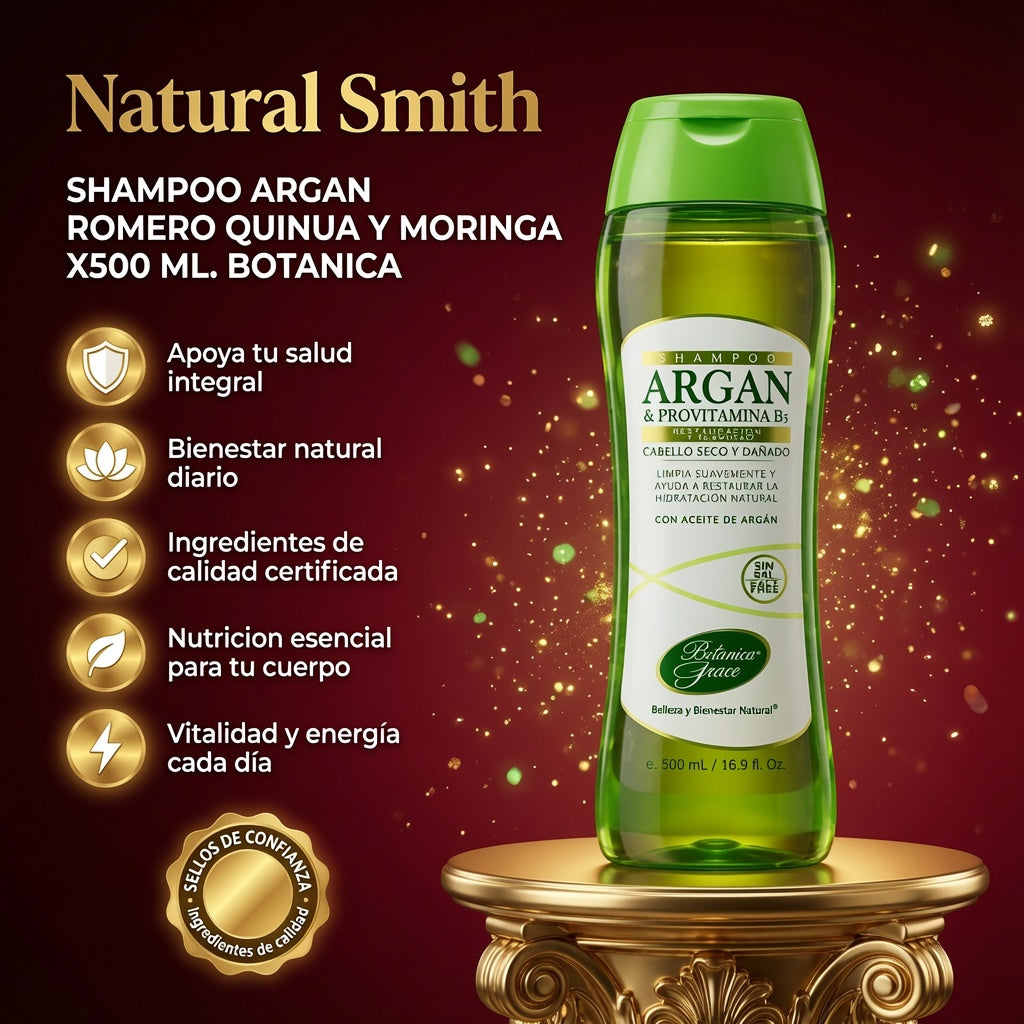 SHAMPOO ARGAN ROMERO QUINUA Y MORINGA X500 ML. BOTANICA ia_2