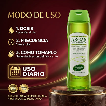 SHAMPOO ARGAN ROMERO QUINUA Y MORINGA X500 ML. BOTANICA ia_4