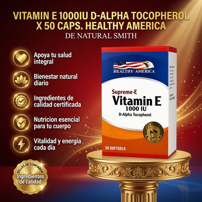 VITAMIN E 1000IU  D-ALPHA TOCOPHEROL X 50 CAPS. HEALTHY AMERICA ia_2