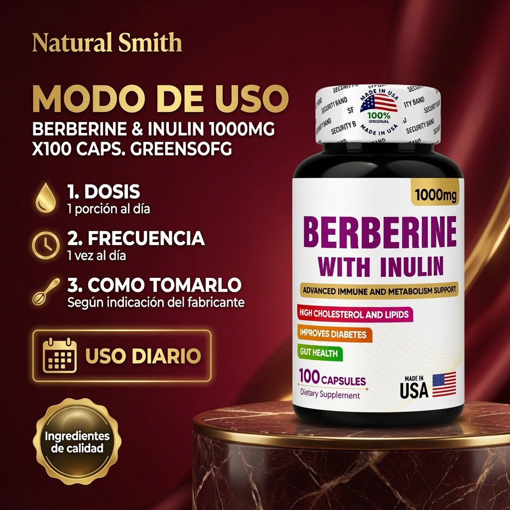 BERBERINE & INULIN 1000MG X100 CAPS. GREENSOFG ia_4