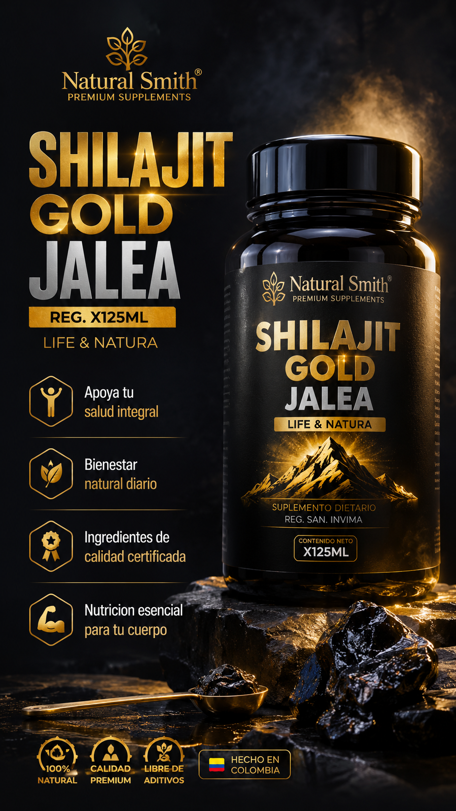 SHILAJIT GOLD JALEA REG. X125ML. LIFE & NATURA ia_2