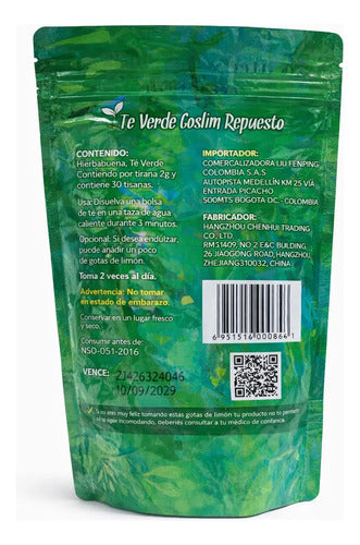 Té Verde Goslim Repuesto 60 G Sabor Intenso
