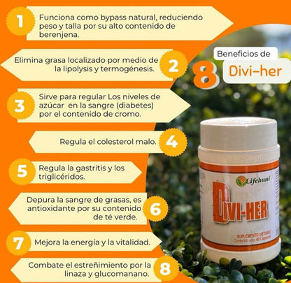 Kit Lifehuni Divi Her + Maca Life Té Verde Cápsulas Veganas X60 Natural