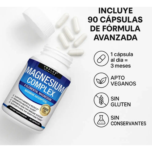 Magnesio Complejo 7 en 1 – Glicinato, Citrato y Malato para Energía y Relajación