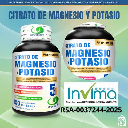 Citrato de Magnesio y Potasio Greensofg – Suplemento para Calambres y Relajación Muscular