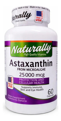 Astaxantina Naturally 25000mcg | Antioxidante Potente, Piel y Ojos – 60 Cápsulas