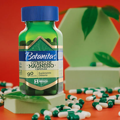 Citrato de Magnesio 490mg Botanitas | Sin Gluten, Calambres y Relajación – 90 Cáp