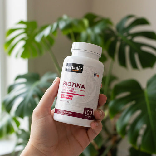 Biotina 10.000mcg Herbalic | Cabello, Uñas y Piel Saludables – 100 Cápsulas