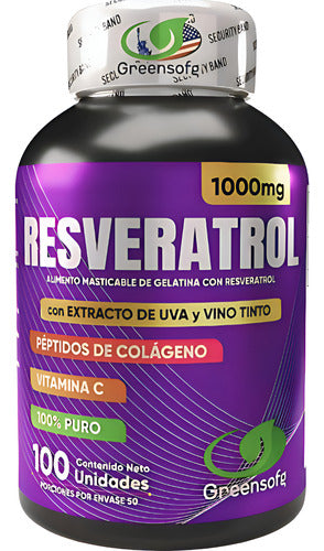Resveratrol Americano Greensofg | Colágeno, Vitamina C y E – 100 Cápsulas