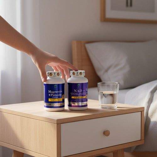 Magnesio + Potasio + NAD Resveratrol + Ashwagandha | Combo Longevidad – 100 Cáp