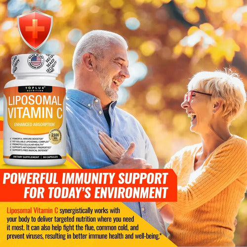 Vitamina C Liposomal De 90 Capsulas Uñas, Piel, Cartilago Sin Sabor